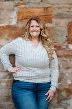 Load image into Gallery viewer, V Neck Ribbed Long Sleeve