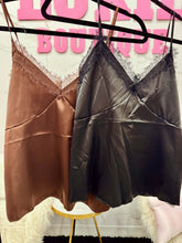 Load image into Gallery viewer, Lace Trim Satin Crop Cami