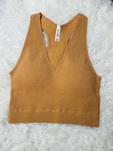 Load image into Gallery viewer, Ribbed Cropped Racerback Bra Top
