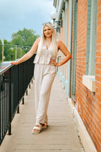 Load image into Gallery viewer, Striped Peplum Vest Top Wide Leg Set
