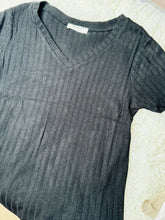 Load image into Gallery viewer, Ribbed Short Sleeve V Neck T Shirt
