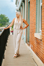 Load image into Gallery viewer, Striped Peplum Vest Top Wide Leg Set
