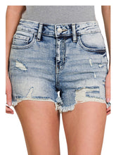 Load image into Gallery viewer, Zenana Distressed Acid Washed High Rise Shorts Grecia

