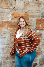 Load image into Gallery viewer, Stripe Knit Front Tie Cardigan Sweater
