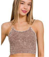 Load image into Gallery viewer, Washed Ribbed Seamless Double Strap Brami
