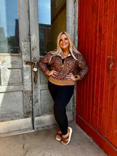 Load image into Gallery viewer, Leopard Print Half Zip Oversized Pullover

