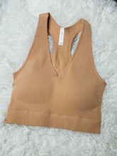 Load image into Gallery viewer, Ribbed Cropped Racerback Bra Top
