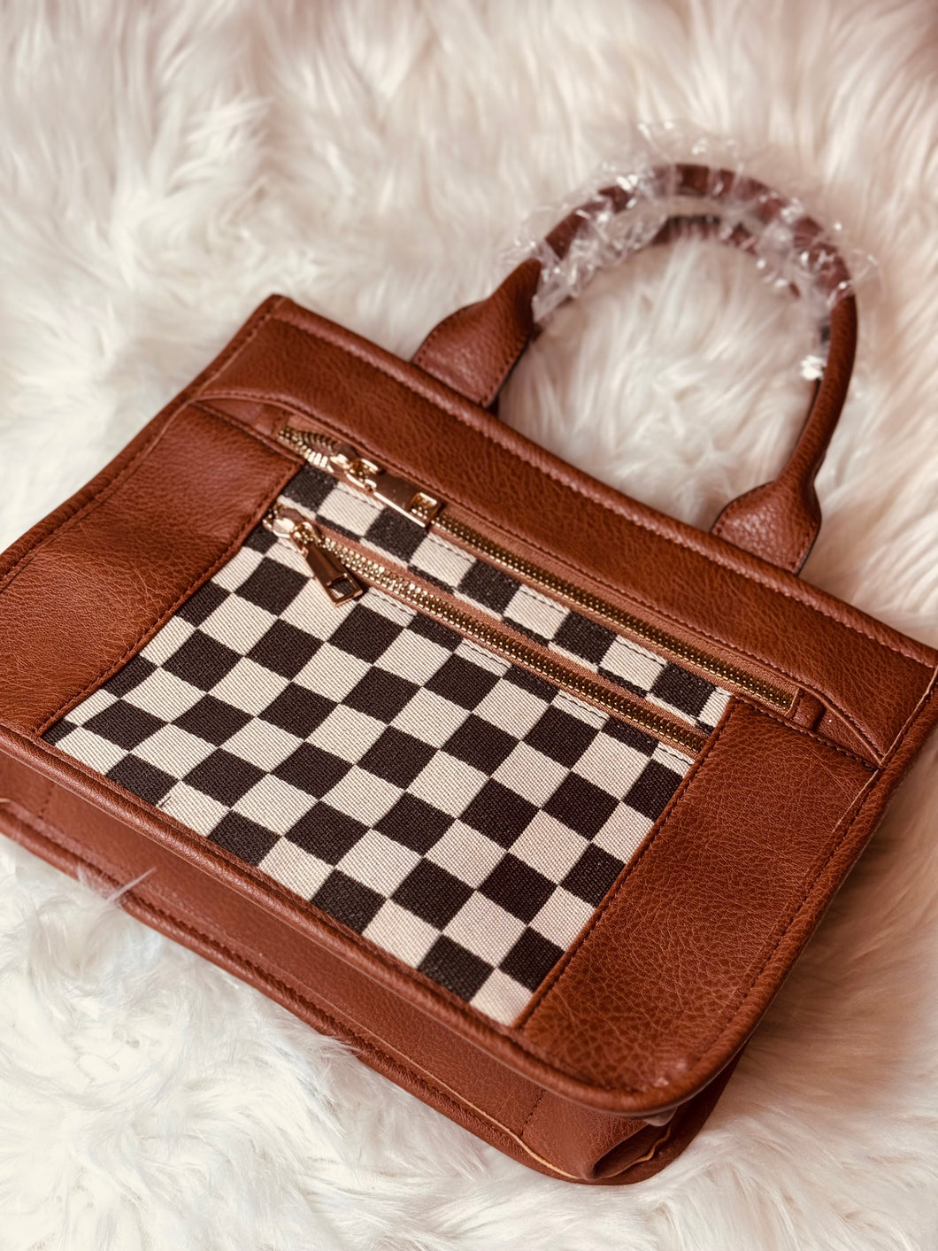 Checkered Canvas Tote Bag