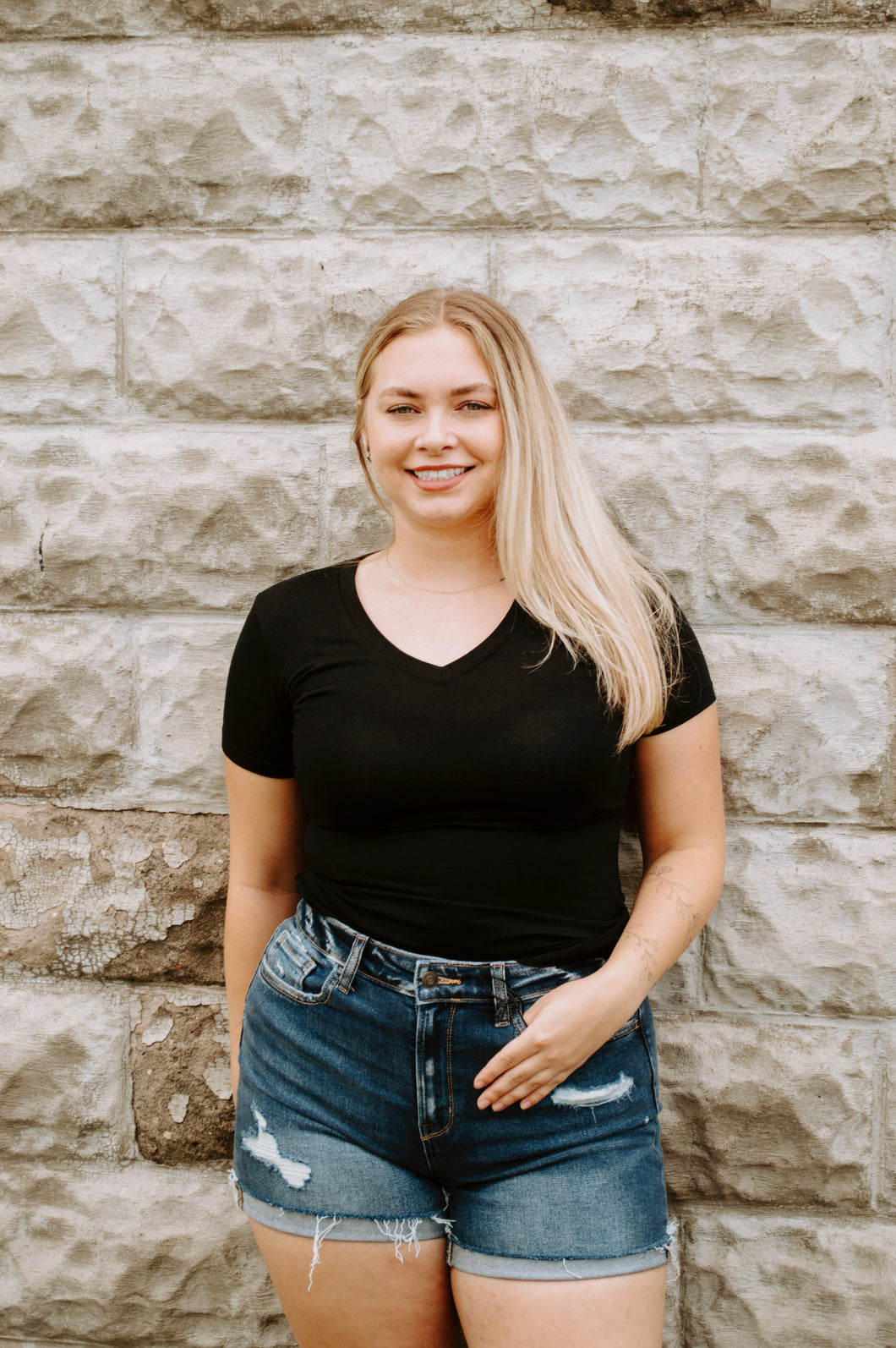 Basic Cotton V Neck Top