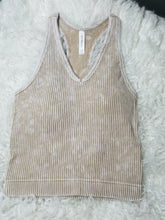 Load image into Gallery viewer, Washed Ribbed Seamless Padded V-Neck Racerback Top
