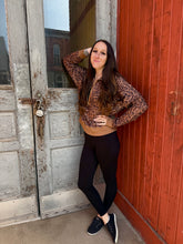 Load image into Gallery viewer, Leopard Print Half Zip Oversized Pullover
