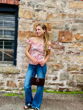 Load image into Gallery viewer, Retro Floral Ruffle Trim Square Neck Top

