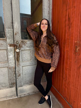 Load image into Gallery viewer, Leopard Print Half Zip Oversized Pullover
