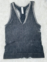 Load image into Gallery viewer, Washed Ribbed Seamless Padded V-Neck Racerback Top
