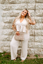 Load image into Gallery viewer, Striped Peplum Vest Top Wide Leg Set
