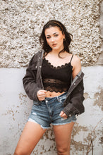Load image into Gallery viewer, Washed Black Cropped Hooded Jacket
