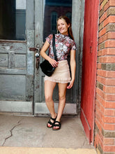 Load image into Gallery viewer, Floral Print High Neck Short Sleeve Mesh Top
