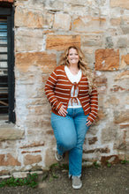 Load image into Gallery viewer, Stripe Knit Front Tie Cardigan Sweater
