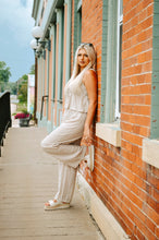 Load image into Gallery viewer, Striped Peplum Vest Top Wide Leg Set

