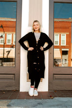 Load image into Gallery viewer, Long Black Button Cardigan
