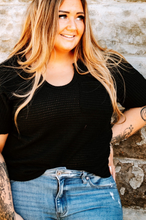 Load image into Gallery viewer, Black Short Sleeve Waffle Knit Top
