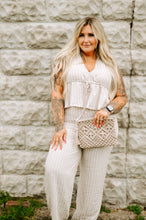 Load image into Gallery viewer, Striped Peplum Vest Top Wide Leg Set
