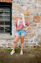 Load image into Gallery viewer, Drop Shoulder Waffle V Neck T Shirt
