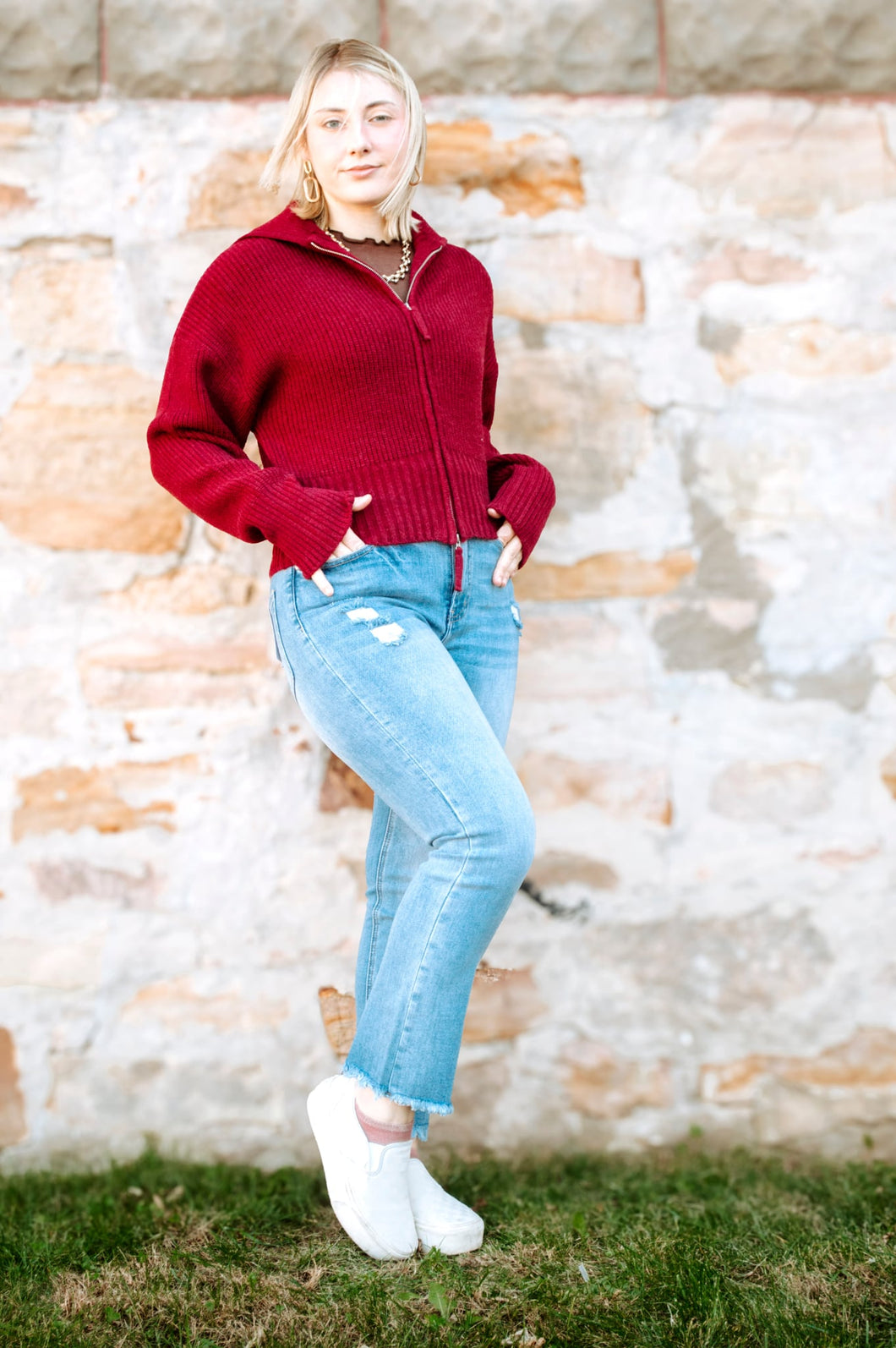 Collared Zip Up Sweater