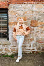 Load image into Gallery viewer, Colorblock Patch Half Button Sherpa Shacket
