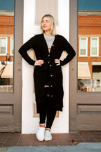 Load image into Gallery viewer, Long Black Button Cardigan
