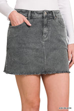 Load image into Gallery viewer, Zenana Acid Wash Fray Hem Skirt
