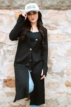 Load image into Gallery viewer, Long Black Button Cardigan
