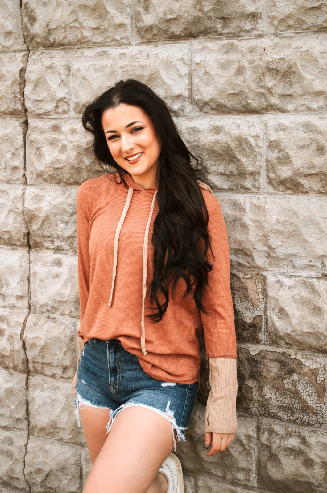 Knit Hoodie W/ Thumb Opening