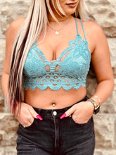 Load image into Gallery viewer, Dusty Teal Lacy Bralette
