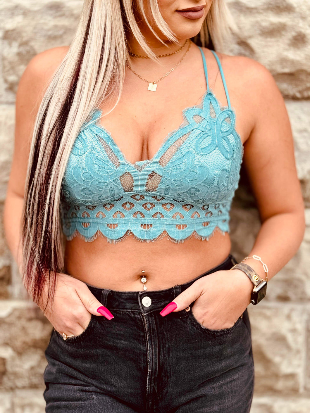 Dusty Teal Lacy Bralette