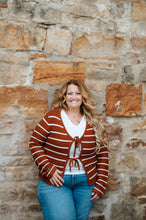 Load image into Gallery viewer, Stripe Knit Front Tie Cardigan Sweater
