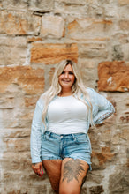 Load image into Gallery viewer, French Light Blue Hollow Lace Top

