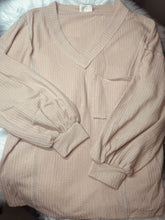 Load image into Gallery viewer, Waffle V Neck Long Sleeve Top
