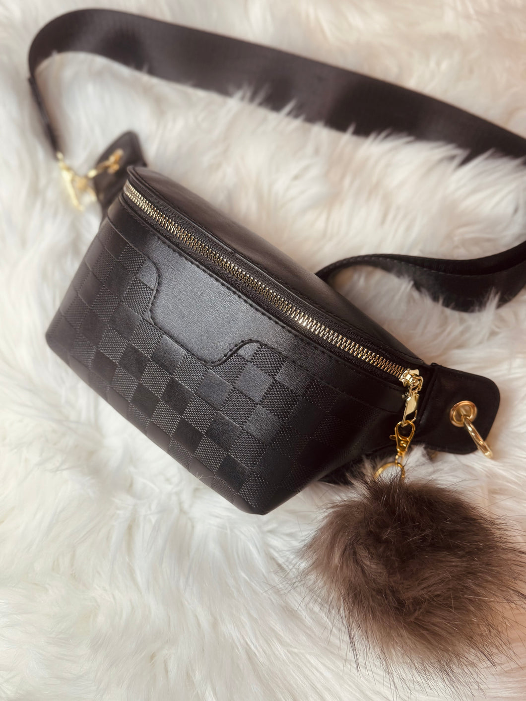 Vegan Leather Checkered Crossbody Bum Bag