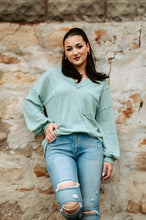 Load image into Gallery viewer, Waffle V Neck Long Sleeve Top
