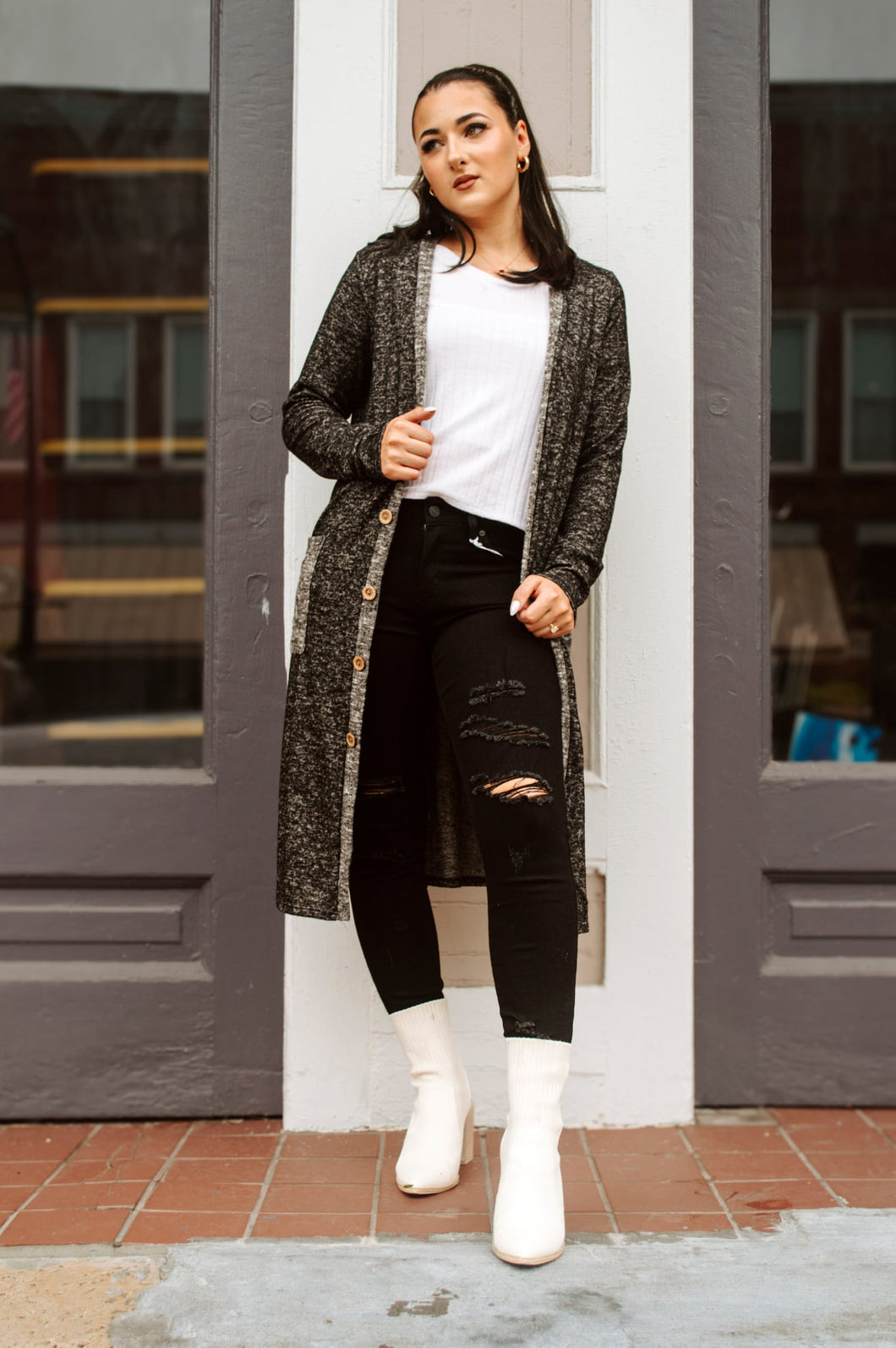 Black Washed Cardigan