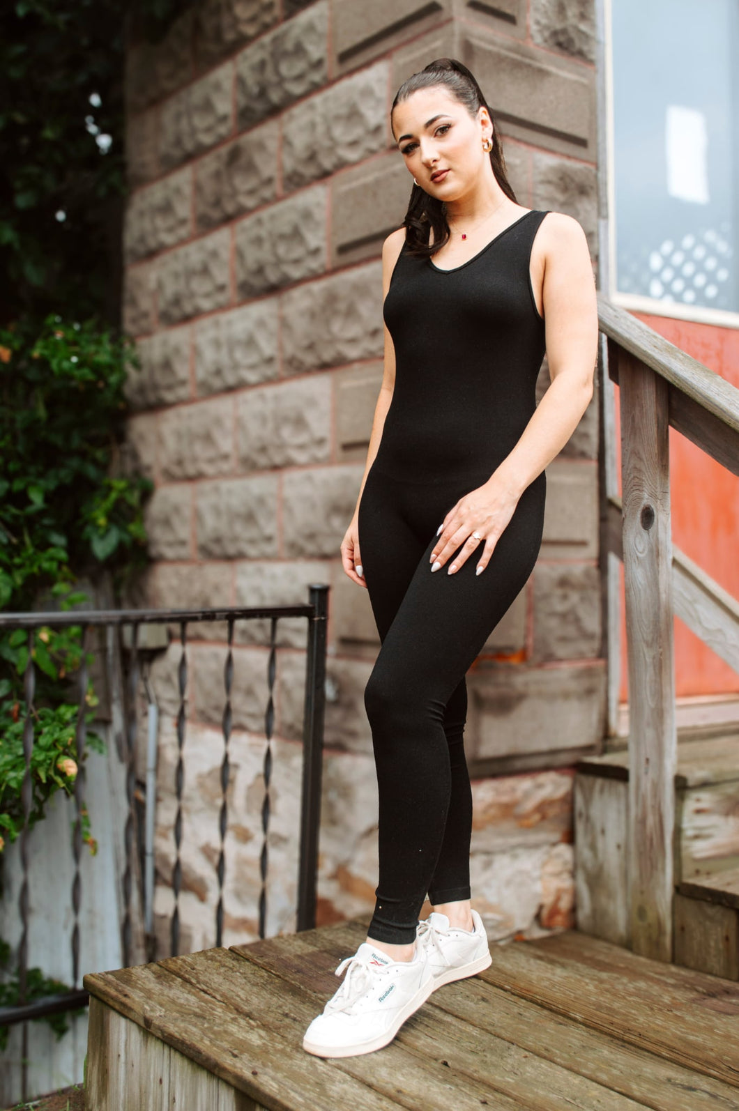Black Ribbed Onsie