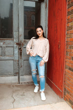Load image into Gallery viewer, Waffle V Neck Long Sleeve Top
