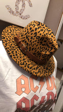 Load image into Gallery viewer, Hat -Leopard With Tan Vegan Leather Strap Fashion Fedora
