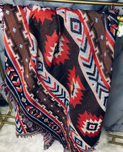 Load image into Gallery viewer, Aztec Print Fringe Blanket
